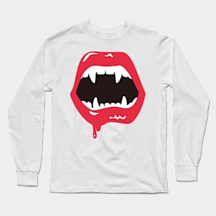 Bloody Bite: Vampire Fangs Dripping With Horror Long Sleeve T-Shirt